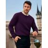 Runcati Mens Crewneck Sweaters Casual Knit Lightweight Dress Sweater Long Sleeve Slim Fit Fall Winter Pullover(Dark Purple)