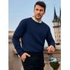 Runcati Mens Crewneck Sweaters Casual Knit Lightweight Dress Sweater Long Sleeve Slim Fit Fall Winter Pullover(Navy)