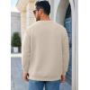 Runcati Mens Crewneck Sweatshirts Quilted Diamond Textured Pullover Long Sleeve Casual Fashion Sweatshirt(Apricot)