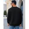 Runcati Mens Crewneck Sweatshirts Quilted Diamond Textured Pullover Long Sleeve Casual Fashion Sweatshirt(Black)