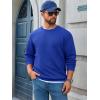 Runcati Mens Crewneck Sweatshirts Quilted Diamond Textured Pullover Long Sleeve Casual Fashion Sweatshirt(Blue)