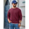 Runcati Mens Crewneck Sweatshirts Quilted Diamond Textured Pullover Long Sleeve Casual Fashion Sweatshirt(Burgundy)