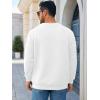 Runcati Mens Crewneck Sweatshirts Quilted Diamond Textured Pullover Long Sleeve Casual Fashion Sweatshirt(White)