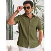 Runcati Mens Cuban Guayabera Shirts Button Down Short Sleeve Shirt Casual Mexican Summer Beach Wedding Tops with Pocket(Army Green)