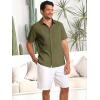Runcati Mens Cuban Guayabera Shirts Button Down Short Sleeve Shirt Casual Mexican Summer Beach Wedding Tops with Pocket(Army Green)
