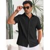 Runcati Mens Cuban Guayabera Shirts Button Down Short Sleeve Shirt Casual Mexican Summer Beach Wedding Tops with Pocket(Black)