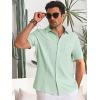 Runcati Mens Cuban Guayabera Shirts Button Down Short Sleeve Shirt Casual Mexican Summer Beach Wedding Tops with Pocket(Mint)