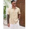 Runcati Mens Cuban Guayabera Shirts Short Sleeve Button Down Casual Summer Beach Wedding Embroidered Linen Tops(Beige)