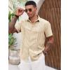 Runcati Mens Cuban Guayabera Shirts Short Sleeve Button Down Casual Summer Beach Wedding Embroidered Linen Tops(Beige)