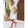 Runcati Mens Cuban Guayabera Shirts Short Sleeve Button Down Casual Summer Beach Wedding Embroidered Linen Tops(Beige)