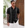 Runcati Mens Cuban Guayabera Shirts Short Sleeve Button Down Casual Summer Beach Wedding Embroidered Linen Tops(Black)