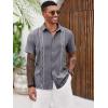 Runcati Mens Cuban Guayabera Shirts Short Sleeve Button Down Casual Summer Beach Wedding Embroidered Linen Tops(Dark Gray)