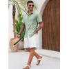 Runcati Mens Cuban Guayabera Shirts Short Sleeve Button Down Casual Summer Beach Wedding Embroidered Linen Tops(Olive Green)
