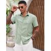 Runcati Mens Cuban Guayabera Shirts Short Sleeve Button Down Casual Summer Beach Wedding Embroidered Linen Tops(Olive Green)