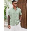 Runcati Mens Cuban Guayabera Shirts Short Sleeve Button Down Casual Summer Beach Wedding Embroidered Linen Tops(Olive Green)