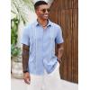 Runcati Mens Cuban Guayabera Shirts Short Sleeve Button Down Casual Summer Beach Wedding Embroidered Linen Tops(Sky Blue)
