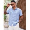 Runcati Mens Cuban Guayabera Shirts Short Sleeve Button Down Casual Summer Beach Wedding Embroidered Linen Tops(Sky Blue)