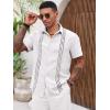 Runcati Mens Cuban Guayabera Shirts Short Sleeve Button Down Casual Summer Beach Wedding Embroidered Linen Tops(White)