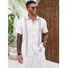Runcati Mens Cuban Guayabera Shirts Short Sleeve Button Down Casual Summer Beach Wedding Embroidered Linen Tops(White)