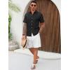 Runcati Mens Cuban Guayabera Shirts Short Sleeve Linen Casual Shirt Button Down Beach Summer Mexican Shirts(Black)