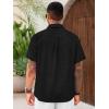 Runcati Mens Cuban Guayabera Shirts Short Sleeve Linen Casual Shirt Button Down Beach Summer Mexican Shirts(Black)