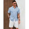 Runcati Mens Cuban Guayabera Shirts Short Sleeve Linen Casual Shirt Button Down Beach Summer Mexican Shirts(Blue)