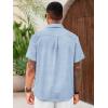 Runcati Mens Cuban Guayabera Shirts Short Sleeve Linen Casual Shirt Button Down Beach Summer Mexican Shirts(Blue)