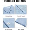 Runcati Mens Cuban Guayabera Shirts Short Sleeve Linen Casual Shirt Button Down Beach Summer Mexican Shirts(Blue)