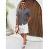 Runcati Mens Cuban Guayabera Shirts Short Sleeve Linen Casual Shirt Button Down Beach Summer Mexican Shirts(Dark Grey)