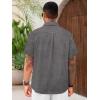 Runcati Mens Cuban Guayabera Shirts Short Sleeve Linen Casual Shirt Button Down Beach Summer Mexican Shirts(Dark Grey)