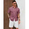 Runcati Mens Cuban Guayabera Shirts Short Sleeve Linen Casual Shirt Button Down Beach Summer Mexican Shirts(Fuchsia)