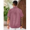 Runcati Mens Cuban Guayabera Shirts Short Sleeve Linen Casual Shirt Button Down Beach Summer Mexican Shirts(Fuchsia)
