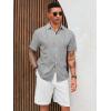 Runcati Mens Cuban Guayabera Shirts Short Sleeve Linen Casual Shirt Button Down Beach Summer Mexican Shirts(Grey)