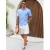 Runcati Mens Cuban Guayabera Shirts Short Sleeve Linen Casual Shirt Button Down Beach Summer Mexican Shirts(Light Blue)