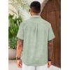 Runcati Mens Cuban Guayabera Shirts Short Sleeve Linen Casual Shirt Button Down Beach Summer Mexican Shirts(Mint Color)