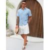 Runcati Mens Cuban Guayabera Shirts Short Sleeve Linen Casual Shirt Button Down Beach Summer Mexican Shirts(Sky Blue)