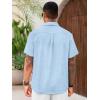 Runcati Mens Cuban Guayabera Shirts Short Sleeve Linen Casual Shirt Button Down Beach Summer Mexican Shirts(Sky Blue)