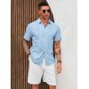Runcati Mens Cuban Guayabera Shirts Short Sleeve Linen Casual Shirt Button Down Beach Summer Mexican Shirts(Sky Blue)