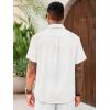Runcati Mens Cuban Guayabera Shirts Short Sleeve Linen Casual Shirt Button Down Beach Summer Mexican Shirts(White)