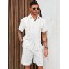 Runcati Mens Cuban Guayabera Shirts Short Sleeve Linen Casual Shirt Button Down Beach Summer Mexican Shirts(White)