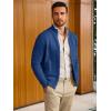 Runcati Mens Full Zip Cardigan Sweater Casual Mock Neck Cable Knitted Winter Chunky Sweaters(Blue)