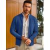 Runcati Mens Full Zip Cardigan Sweater Casual Mock Neck Cable Knitted Winter Chunky Sweaters(Blue)