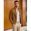 Runcati Mens Full Zip Cardigan Sweater Casual Mock Neck Cable Knitted Winter Chunky Sweaters(Brown)
