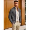 Runcati Mens Full Zip Cardigan Sweater Casual Mock Neck Cable Knitted Winter Chunky Sweaters(Dark Gray)