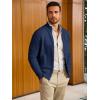 Runcati Mens Full Zip Cardigan Sweater Casual Mock Neck Cable Knitted Winter Chunky Sweaters(Navy)