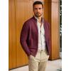 Runcati Mens Full Zip Cardigan Sweater Casual Mock Neck Cable Knitted Winter Chunky Sweaters(Wine Red)