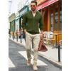 Runcati Mens Full Zip Cardigan Sweater Casual Mock Neck Ribbed Knitted Winter Chunky Sweaters(Army Green)