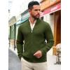 Runcati Mens Full Zip Cardigan Sweater Casual Mock Neck Ribbed Knitted Winter Chunky Sweaters(Army Green)