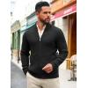 Runcati Mens Full Zip Cardigan Sweater Casual Mock Neck Ribbed Knitted Winter Chunky Sweaters(Black)