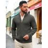 Runcati Mens Full Zip Cardigan Sweater Casual Mock Neck Ribbed Knitted Winter Chunky Sweaters(Dark Gray)